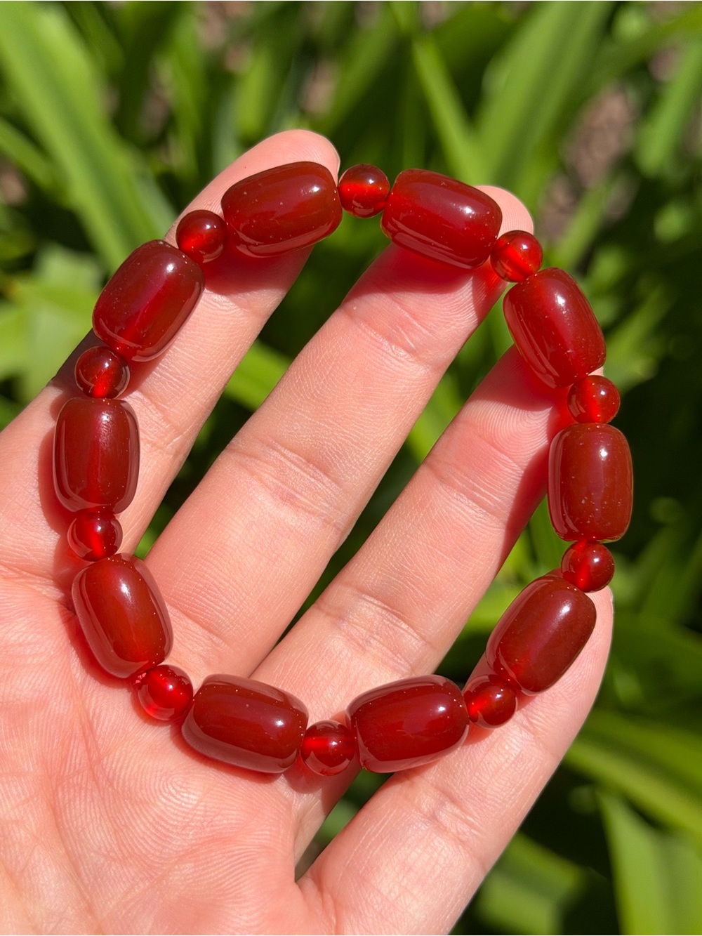 10mm stretchable barrel shape red carnelian bracelet 1443